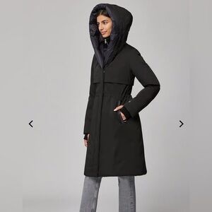 Soia & Kyo Samara Down Coat Cedar Green Hooded Parka Midi Small